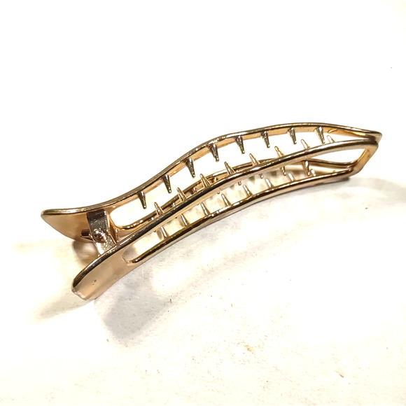Hair Barrette Alligator Clip Rose Gold Tone Metal Classic Work - Picture 3 of 6